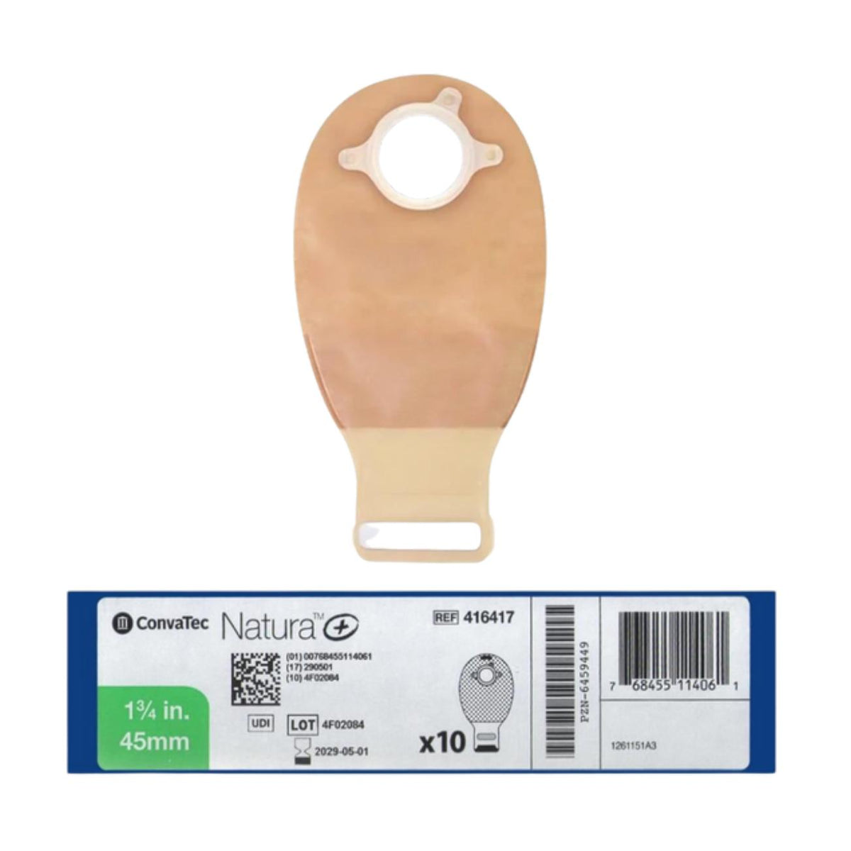 كيس فغرة قابل للتفريغ مع نافذة 45 مم لون بيج عدد 10