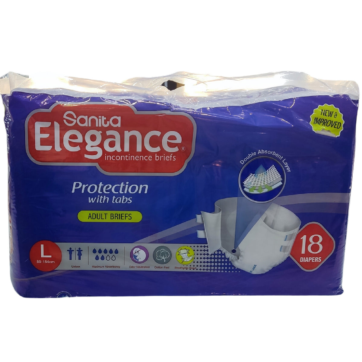 Sanita Elegance Adult Diapers  Large - 18 Pcs
